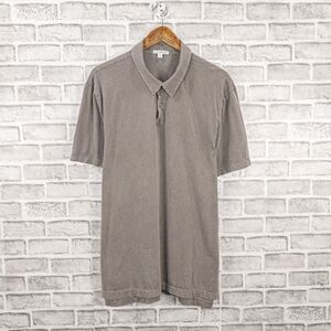 James Perse Standard Sueded Jersey Polo Shirt in Grey Pigment Men's sz 5